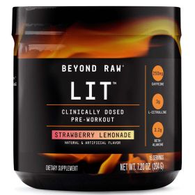 Beyond RawÂ® LITâ„¢ Pre-Workout Powder, Strawberry Lemonade, 250mg Caffeine, 7.20 oz