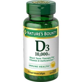 Nature's Bounty Vitamin D3 Softgels;  250 mcg;  10000 IU;  72 Count