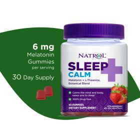 NatrolÂ® Sleep+â„¢ Calm Melatonin Gummies for Adults, Strawberry Flavor, 60 Count