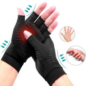 Compression half-finger Gloves (Color: Black, size: M)